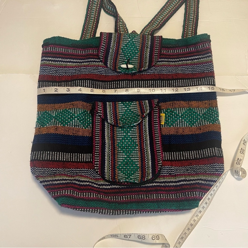 Mr Pinzon Backpack Artesanias Aztec Woven Boho Hippie Multicolored - Picture 6 of 11